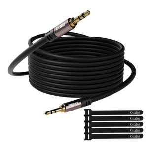 lot 7417 image: Kxable 3.5mm Aux Cable 150 Feet, Long Male to Male Auxiliary Audio Cord, Preminun Gold Plated Compatible with Headphones, iPods, iPads, iPhones, HomeCar Stereos with 5 Cable Ties