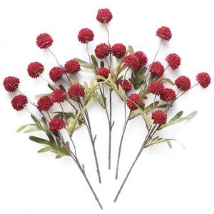 lot 7424 image: Floroom 5pcs Dark Red Faux Silk Mums Artificial Flowers, Bulk Fake Small Mini Chrysanthemums with Stems for DIY Wedding Centerpieces Floral Arrangements Vase Fillers Home Decorations