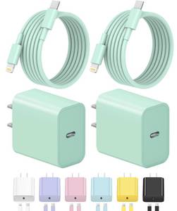 lot 7431 image: iPhone Charger Fast Charging USB C Charger Block Type C Charging iPad Chargers with 6FT C Chargers Cord Compatible with iPhone1414 Pro Max1313Pro1212 Pro11,iPad(Green)