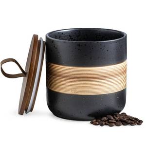lot 7435 image: Miamolo Spice Jars with Lid, Coffee Container Kitchen Food Storage Jars for Spice Sugar Tea Bag, Stackable Decorative Jars for Countertop, Black & 37 fl.oz