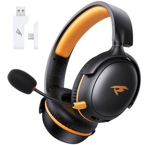 lot 7439 image: KOFIRE Wireless Gaming Headset, 2.4GHz USB Gaming Headphones with Bluetooth 5.4, 53MM 3D Stereo Sound, 65H Battery, ENC Noise Canceling Mic, 3.5mm Wired, for PS5, PC, PS4, Mac, Switch, Black-Orange
