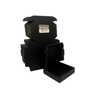 lot 7441 image: SZYANGDA Small Shipping Boxes 4x4x1, Set of 50, Black Corrugated Cardboard Box (YD441-50BK)