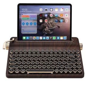 lot 448 image: YUNZII QL75 Wireless Typewriter Hot Swap Retro Mechanical Keyboard,Punk Round Keycaps,RGB Backlit QMKVIA Programmable, Multi-Device Keyboard with 2.4GHzType-CBT5.0 (Wood, Cocoa Cream V2 Switch)