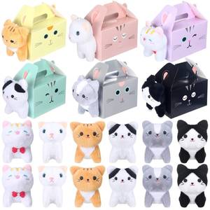 lot 7453 image: Fainne 12 Sets Adopt a Pet Cat Party Favors Include 12 Pcs Cat Favors Boxes with 12 Pcs Mini Kitten Stuffed Animals Foldable Treat Gift Box Kitten Theme Stuffed Animal Adopt a Pet Birthday Party Gifts