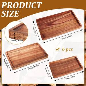 lot 7459 image: Qunclay 5 Pcs Acacia Wood Serving Trays Wooden Plates for Food 3 Sizes Rectangular Serving Platter Set Natural Wooden Boards Cheese Platters for Bar Coffee Home Party(13.4x7.911.8x7.19.8x5.9 In)