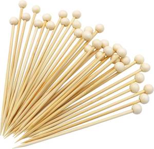lot 7430 image: BLUE TOP 4.7 in 200PCS Wooden  Food Cocktail Picks Food Skewers Bamboo Picks for Charcuterie, Appetizers, & Cocktail Picks For Parties