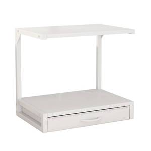 lot 7460 image: METYERRY 2-Tier Desktop Printer Stand and Storage Shelf, Home Office Desk with Fabric Drawer, Organizer for 3D Printer, Fax Machine, Scanner, Compact Size 17.3x11.8 Printer Stand for Desk, White
