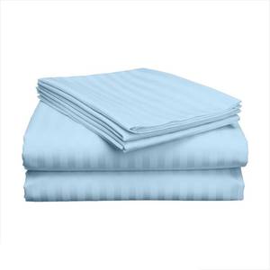 lot 7477 image: 3 Piece Hospital Bed Sheet Set, 100% Egyptian Cotton 400 Thread Count, Soft and Comfy, Standard Size 36X80 Inch with 6 Inch Deep Pocket, Light Blue Stripe