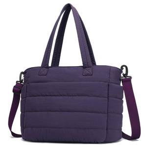 lot 7480 image: AOCINA Puffer Tote Bag for Women Work Nurse Bags Laptop Purse Lightweight Quilted Crossbody Shoulder Handbags Travel School(Dark Purple)