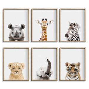 lot 7494 image: Nursery Safari Wall Art Decor, Jungle Animal of Rhino, Giraffe, Zebra, Cute Safari Decor for Baby Bedroom (8x10, UNFRAMED) (H, 11x14 inch)