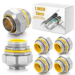 lot 7499 image: Gisafai 5 Pcs Liquid Tight Connector Straight Insulated Zinc Die Cast Metal Tight Electrical Conduit Fittings for 1 Inch Flexible and Type B Flexible