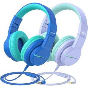 lot 7523 image: iClever Kids Headphones for SchoolTravel with Safe Volume 7485dBA, HS19 Stereo Sound Over-Ear Headphones for Kids with Mic FunShare, Foldable 3.5mm Wired for iPadComputer,