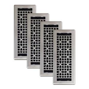 lot 7538 image: Decor Grates (4-Pack) Eclipse Floor Register, 4x12 Inches, Brushed Nickel (ECH412-NKL)