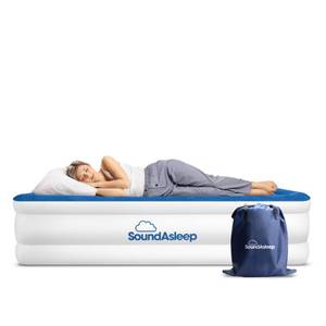 lot 7541 image: SoundAsleep Products Dream Series Luxury Air Mattress, ComfortCoil Technology, Built-in High Capacity Pump for Home, Camping- Double Height, Adjustable, Inflatable Blow Up, Portable (Full Size)