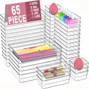 lot 7543 image: Manalete Drawer Organizers ,Clear Plastic Drawer Organizers and Storage Bins for Kitchen, Bathroom, Office, Dresser Desk Drawer Organizer Tray for Jewelry, Makeup, Junk, Gadgets