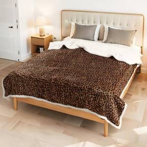 lot 7551 image: RALYSUN Electric Heated Blanket Full Size 72x84 - Dual-Sided with Microplush & Sherpa Fabric, 4 Heat Settings & 10 Hours Auto Off, Machine Washable - Leopard Print