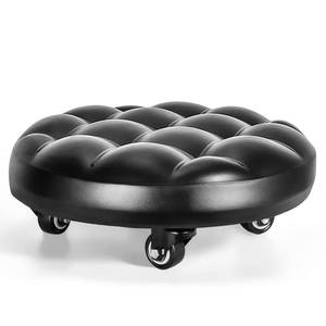 lot 7556 image: FLOLXNB Low Height Rolling Stool with 360°Swivel Caster, Low Roller Seat Chair, PU Leather Rolling Stool Heavy-Duty and Sturdy, Movable Mini Stools for Home Office Garage Shop Fitness Sport
