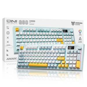 lot 7559 image: Wireless Keyboard Creamy Membrane with Rainbow Backlight,3-Mode Connectivity (BT2.4GUSB-C) with LCD Screen & Multifunction Knob,200H Battery, 94 Key PBT Keycaps, Quiet Typing for OfficeHomeGaming