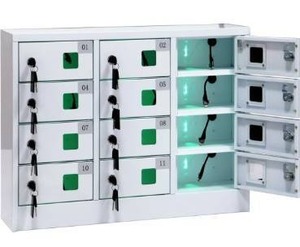 Retail $378 Secure and Convenient 12 Slots Cell Mobile Phone Metal Storage Cabinet Lockers with Charger Charging Station Cabinet and Key Lock White - Ideal for Students and Employees or Police Station