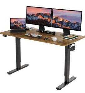 LongKe Electric Standing Desk Adjustable Height, 55x24 Inches Sit Stand up Desktop for Home Office, Ergonomic Rising Computer Table with Memory Preset,Rustic Brown