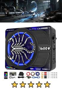 TZGBASS 2026 Upgraded 1600W Slim Underseat Car Subwoofer and Amp Package with RGB Beat-Synced Light, Individual Control for Low Pass/Gain/Boost Bass, Clean Deep Bass Perfect for Truck/SUV/Jeep