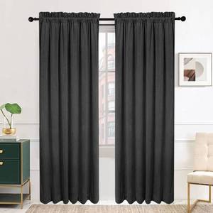 lot 26326 image: SMILETIME Dark Gray 63in Long Velvet Curtains with Rod Pocket, Set of 2 Panels, 52 x 63 Inches Long