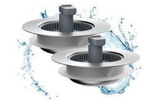 lot 26348 image: Hibbent Upgraded 2 Pack 3 in 1 Kitchen Sink Drain Strainer and Stopper Combo
