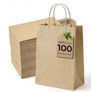 lot 26362 image: Kraft Paper Gift Bags - 100 Pack