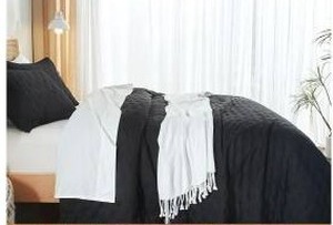 Hisnug Lightweight Quilt Set, King, Black