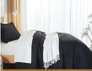 lot 26420 image: Hisnug Lightweight Quilt Set, Queen Black