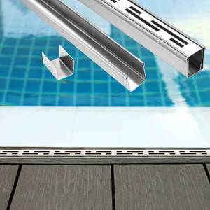 lot 39611 image: Otoolling 1 Pack Pool Deck Drain 1.25-inch W x 4-feet L, Silver