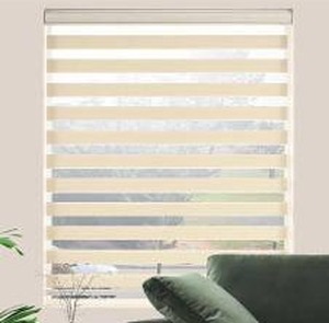lot 39618 image: Jiangpin Textile Zebra Blind, 58x72, Cream