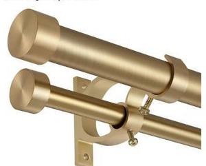 lot 39626 image: Lwiiom Double Blackout Curtain Rod, 36 to 72 Inches, Warm Gold