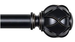lot 39627 image: KAMANINA 1 Inch Extra Long Curtain Rod, 140 to 195 Inches, Black