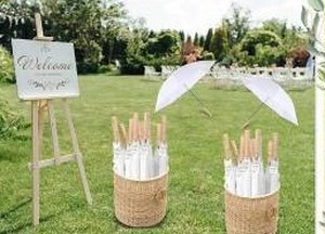 lot 39631 image: White Wedding Umbrellas, 12 Pack