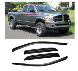 lot 39637 image: Window Visor for 2002-2008 Dodge Ram 1500 Quad CabExtended Cab 03-09 Dodge Ram 2500 3500, Out-Channel Rain Guards