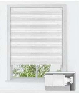 lot 39654 image: LazBlinds No Tools No Drill Cordless Cellular Shade, White, 43x48