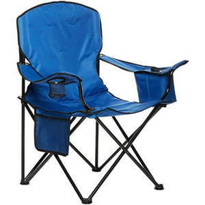 lot 39678 image: Amazon Basics XL Folding Padded Outdoor Camping Chair with Carrying Bag - 38 x 24 x 36 Inches, Blue