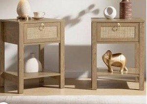 lot 39692 image: Rattan Front Nightstand Set of 2
