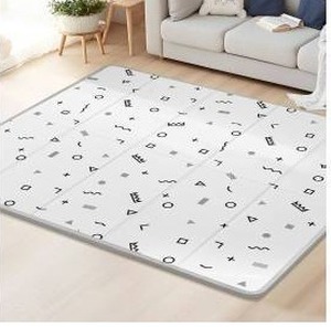lot 39700 image: Extra Large Baby Play Mat - Gray Geometric Pattern, reversible to animals 79x71 inch