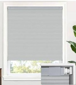 lot 39706 image: LazBlinds Cordless Cellular Honeycomb Shade 39.5 W x 48 H, Light Gray