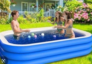 lot 39719 image: Blue And White Inflatable Pool