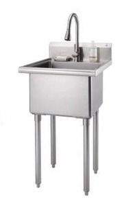 lot 39752 image: Trinity Stainless Steel Utility Sink With Pull Out Faucet