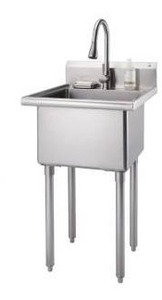 lot 39753 image: Trinity Stainless Steel Utility Sink With Pull Out Faucet
