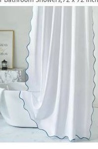 lot 39754 image: Aldopien Scalloped Edge Shower Curtain