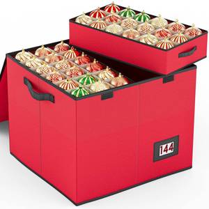lot 39759 image: Venkuber 144 Count - 3 inch Christmas Ornament Storage Box, Holiday Ornament Organizer Storage Box Containers, 8 Separate Trays