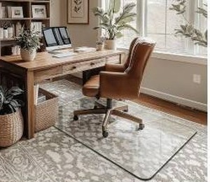 lot 39771 image: Tempered Glass Office Chair Mat, Approximately 28x42