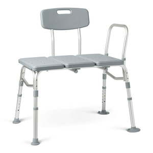 lot 39779 image: Medline Transfer Bench for Bathtubs and Showers Slip-Resistant 400 lb. Weight Capacity, Gray, (Incomplete)