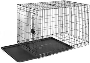 lot 39788 image: Amazon Basics Foldable Metal Wire Dog Crate with Tray, Single Door, 36 Inch