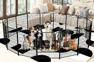 lot 39797 image: IGOOUO 12-Panel Dog Playpen with Stakes